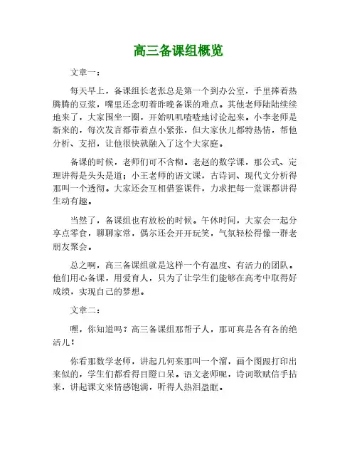 高三备课组简介