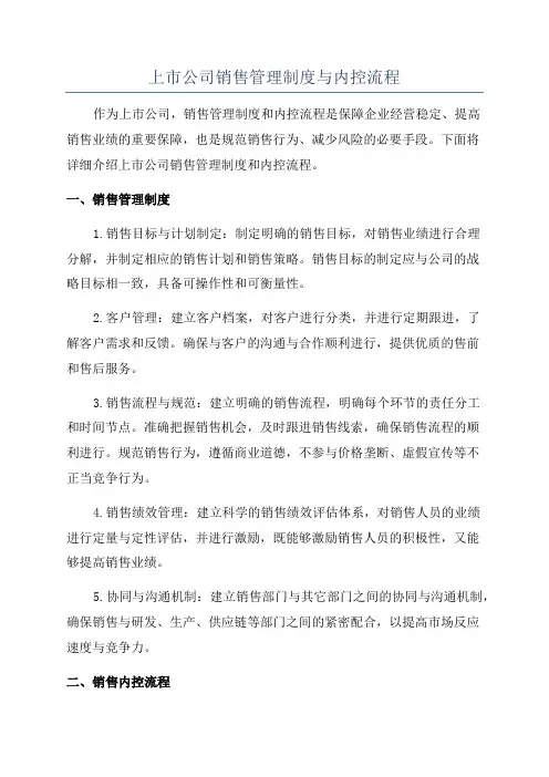 上市公司销售管理制度与内控流程