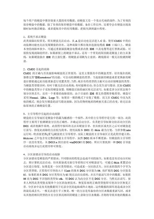 硬盘故障及处理大全
