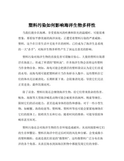 塑料污染如何影响海洋生物多样性