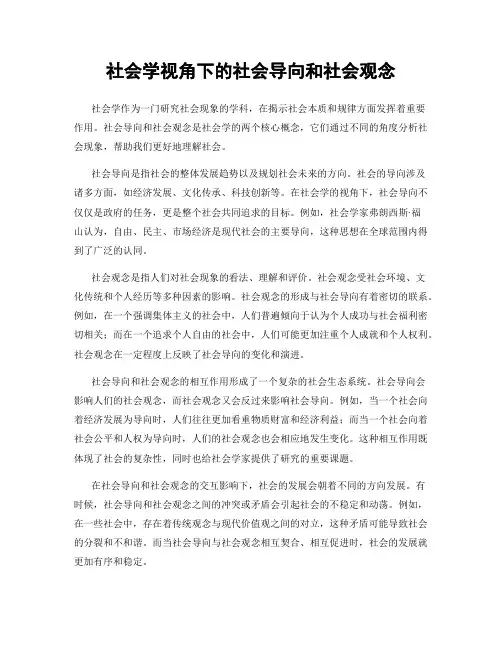 社会学视角下的社会导向和社会观念