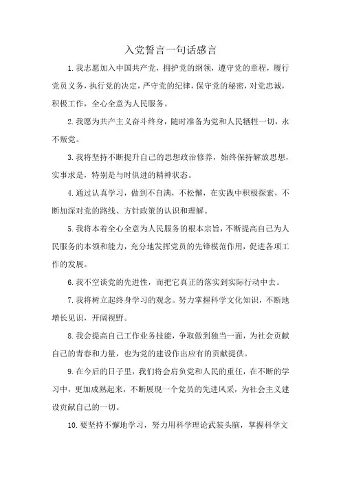 入党誓言一句话感言