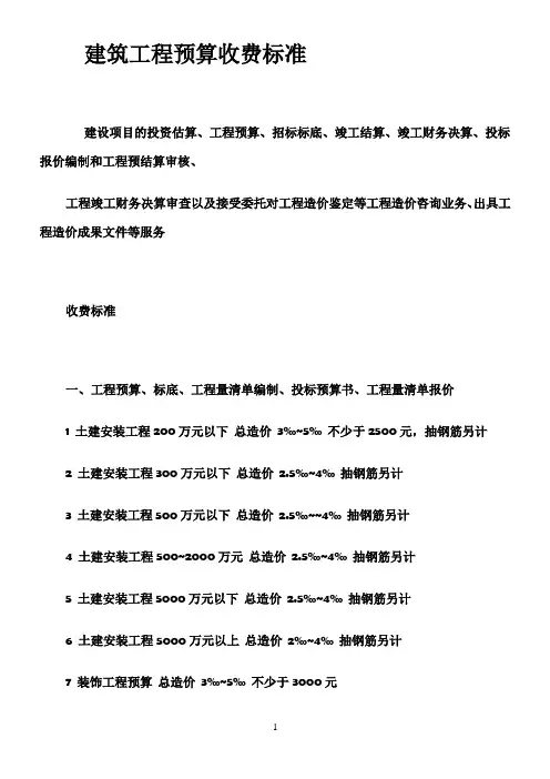 工程预算收费标准