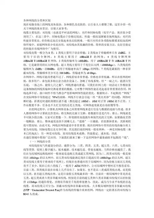 各种网线的分类和区别