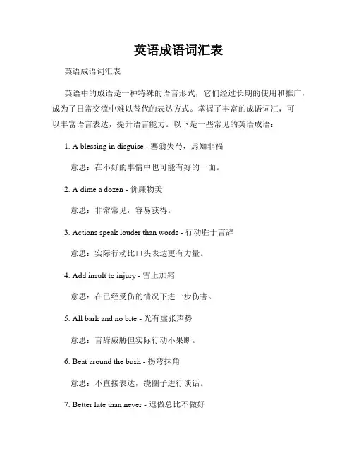 英语成语词汇表