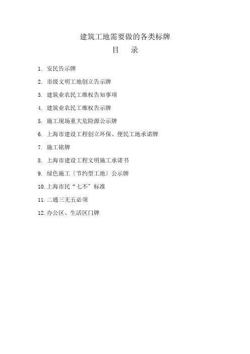 建筑工地制作张挂的各类标牌