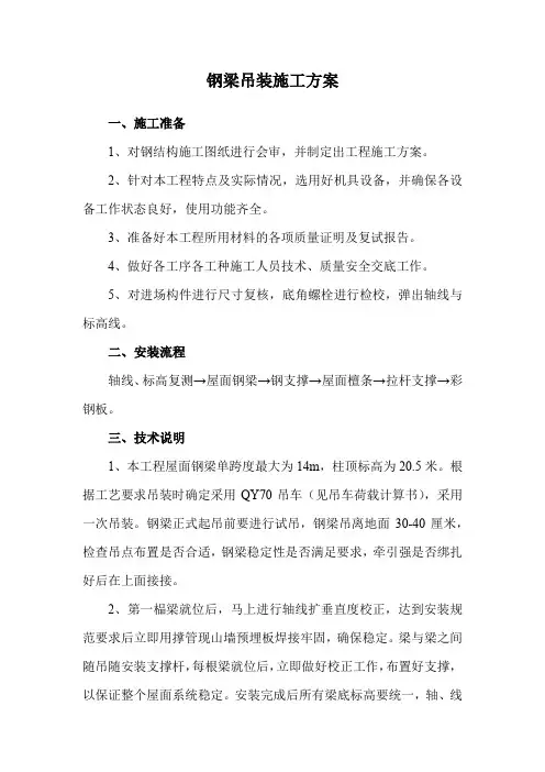 钢梁吊装施工方案
