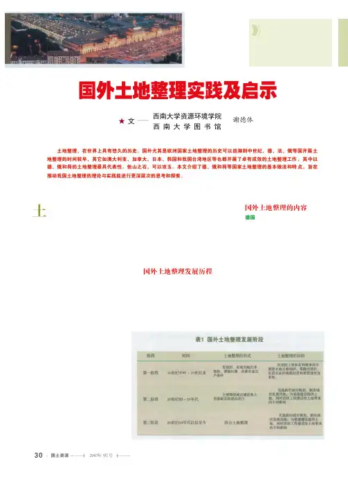 国外土地整理实践及启示