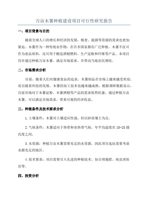 万亩木薯种植建设项目可行性研究报告