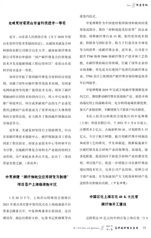中复神鹰“碳纤维航空应用研发及制造”项目落户上海临港新片区