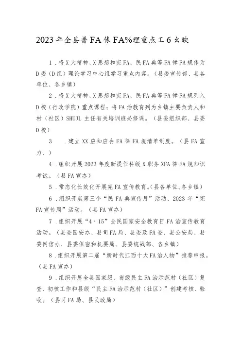 全县普法依法治理重点工作台账实用模板