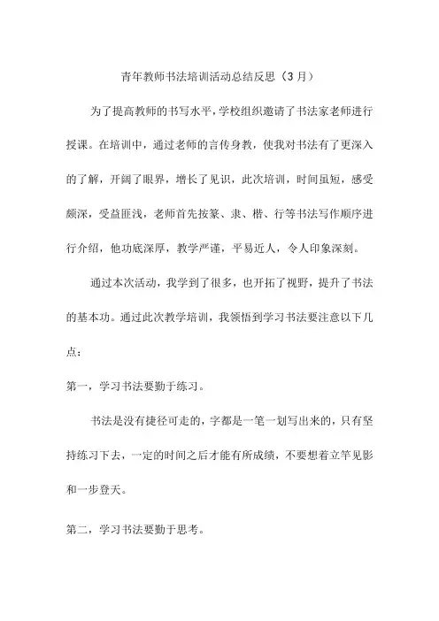 青年教师书法培训活动总结反思3月