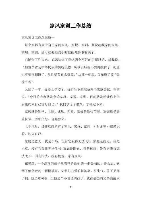 家风家训工作总结