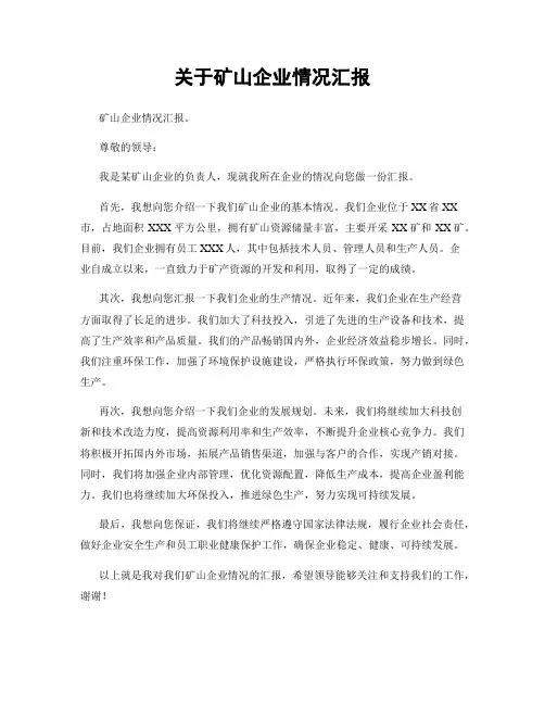 关于矿山企业情况汇报