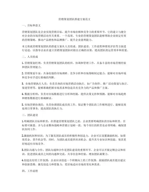 营销策划团队搭建方案范文