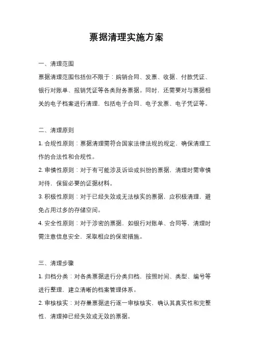 票据清理实施方案