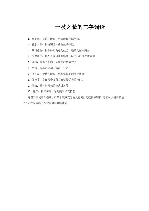 一技之长的三字词语