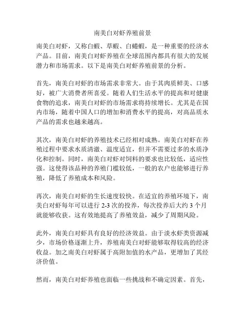 南美白对虾养殖前景