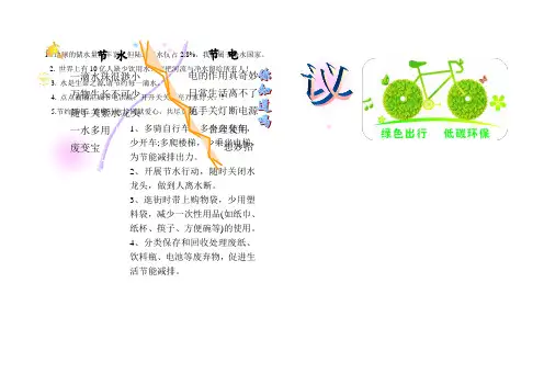 小学生节水节电小报