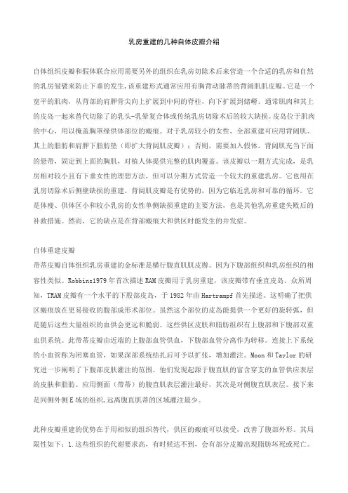 乳房重建的几种自体皮瓣介绍