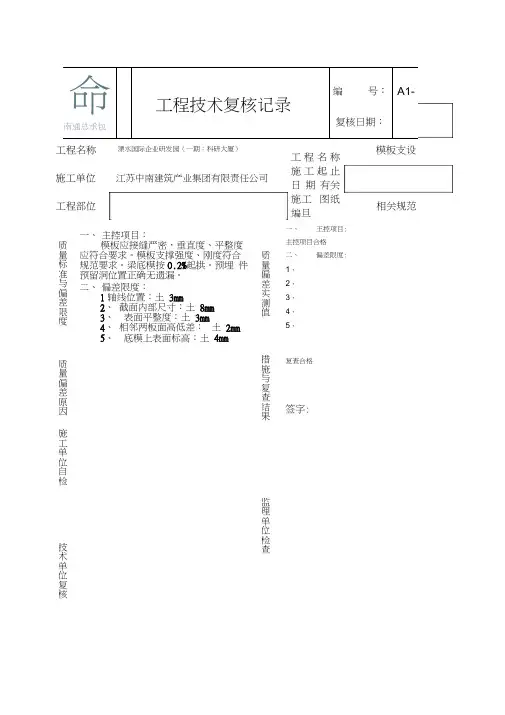 工程技术复核记录模板1