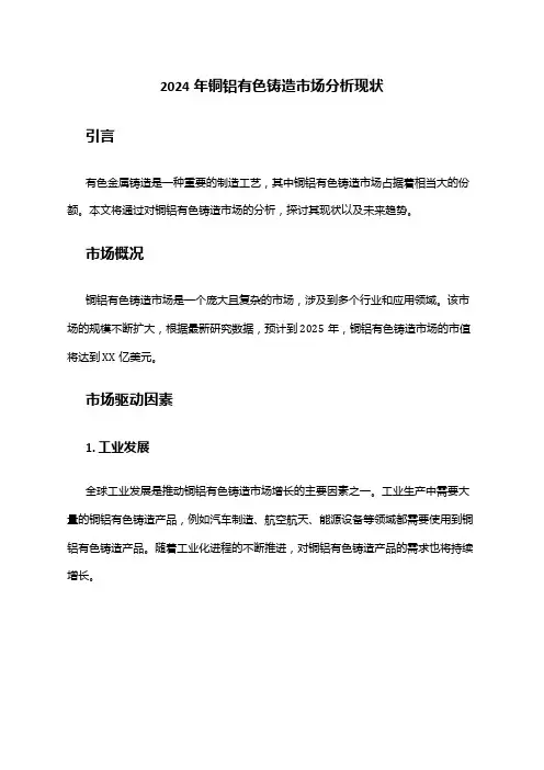 2024年铜铝有色铸造市场分析现状