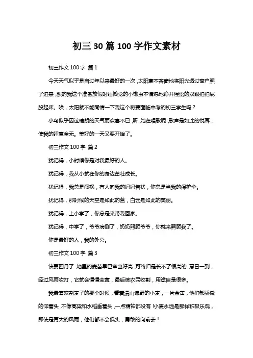 初三30篇100字作文素材
