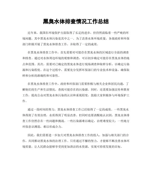 黑臭水体排查情况工作总结