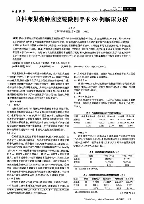 良性卵巢囊肿腹腔镜微创手术89例临床分析