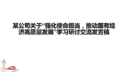 某公司关于“强化使命担当,推动国有经济高质量发展”学习研讨交流发言稿