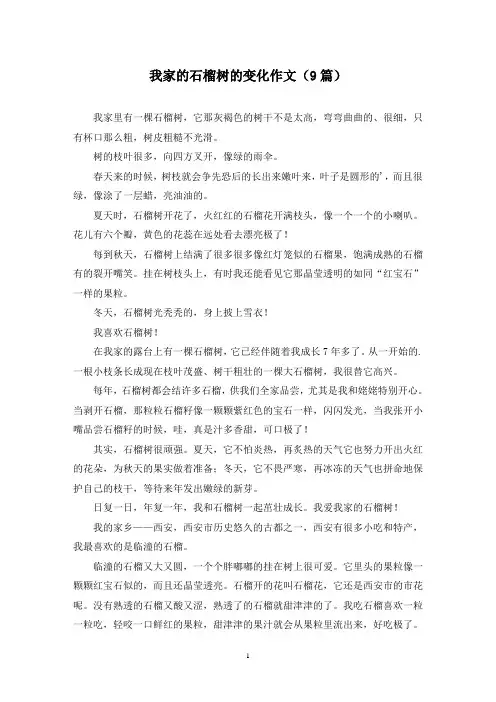 我家的石榴树的变化作文(9篇)