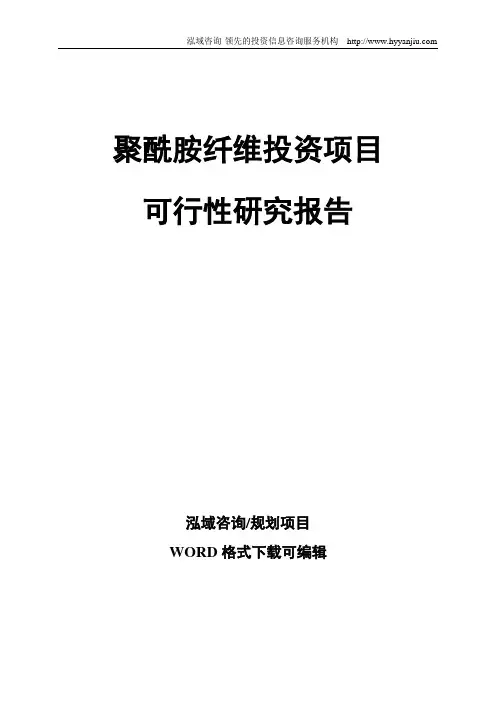 聚酰胺纤维投资项目可行性研究报告