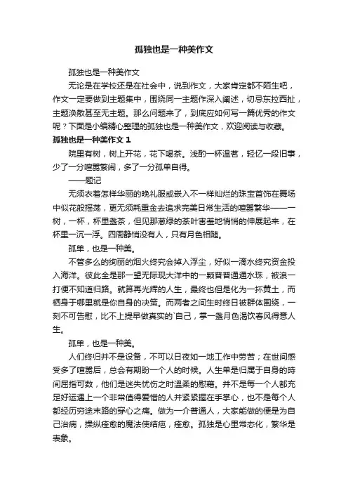 孤独也是一种美作文