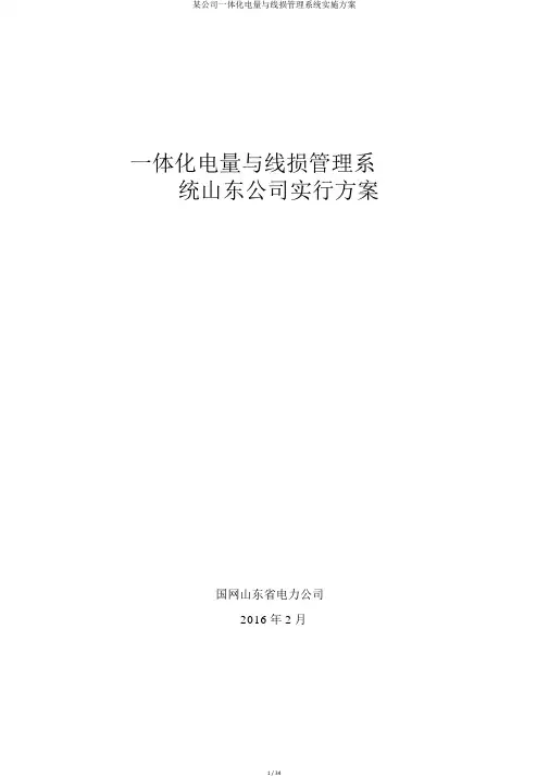 某公司一体化电量与线损管理系统实施方案