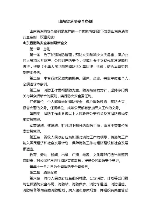 山东省消防安全条例
