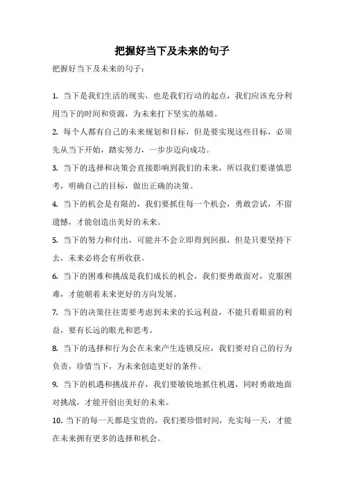 把握好当下及未来的句子