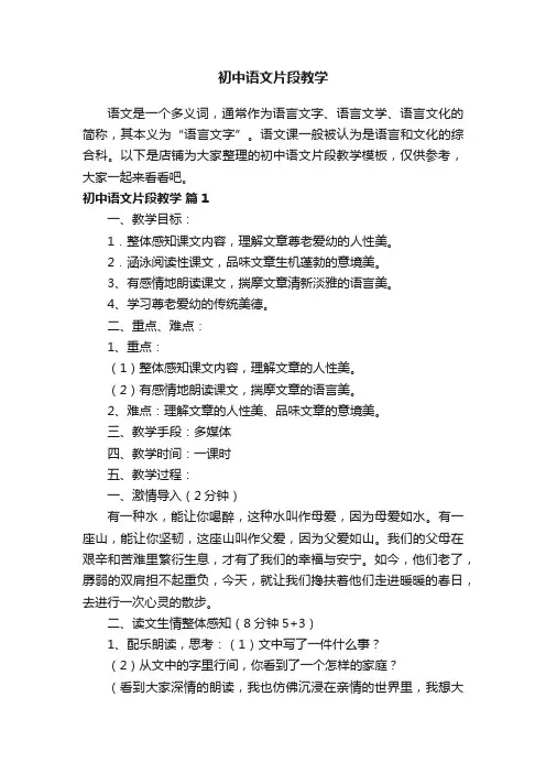 初中语文片段教学