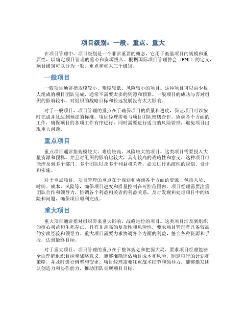 项目级别：-一般-重点-重大