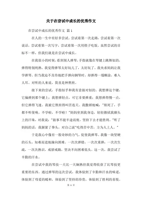 关于在尝试中成长的优秀作文