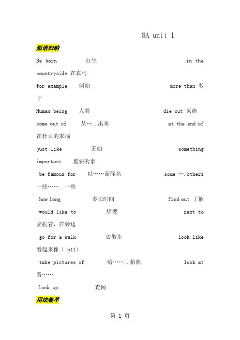 深圳沪教牛津英语八上知识汇总