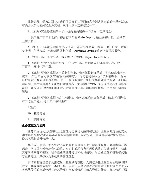 纺织公司的外贸业务流程