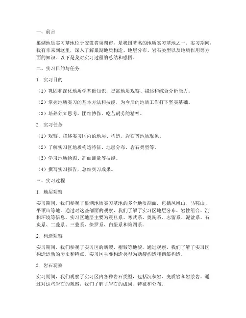 巢湖地质实习基地实习报告