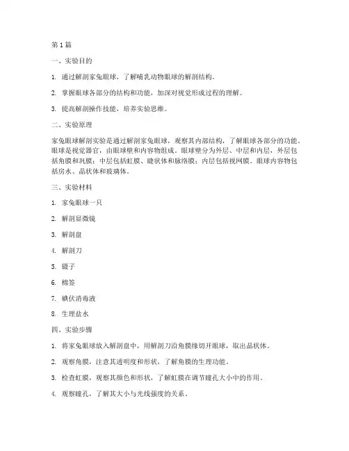 家兔眼球解剖实验报告(3篇)