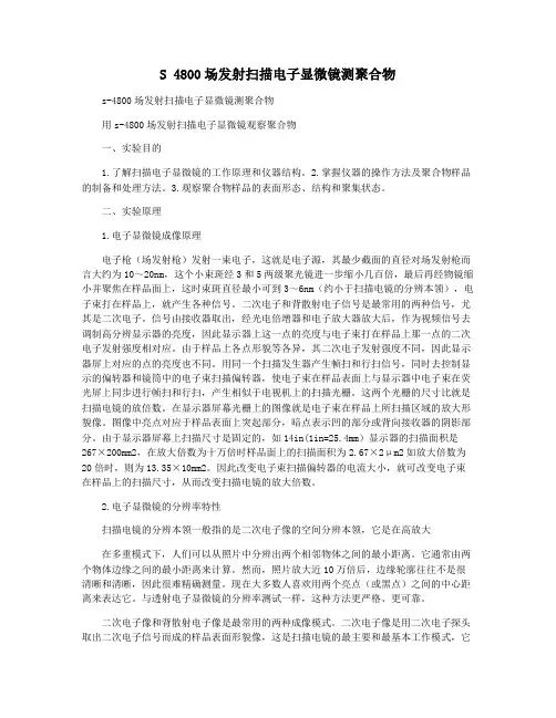 S 4800场发射扫描电子显微镜测聚合物