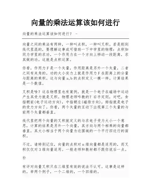 向量的乘法运算该如何进行