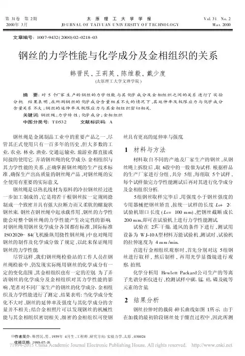 钢丝的力学性能与化学成分及金相组织的关系_韩晋民