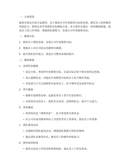 年度销售目标激励方案