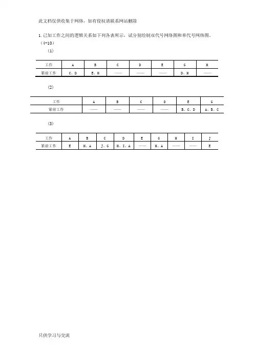 施工组织第四章作业题答案培训讲学