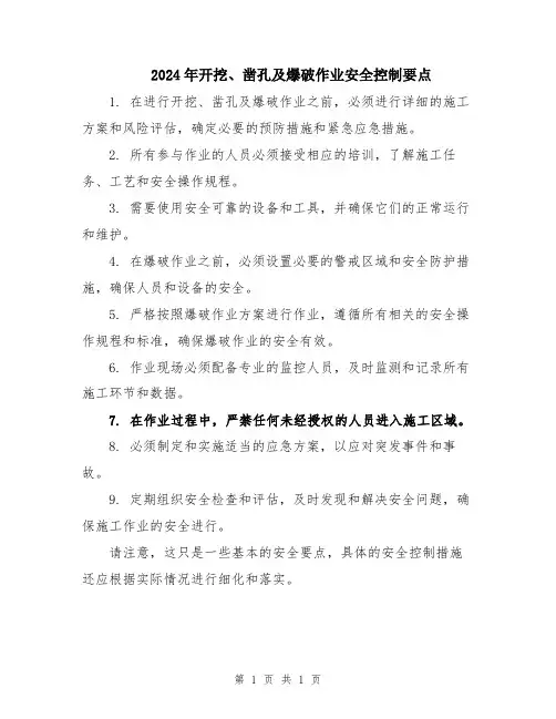 2024年开挖、凿孔及爆破作业安全控制要点