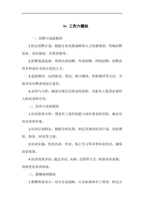hr 工作六模块